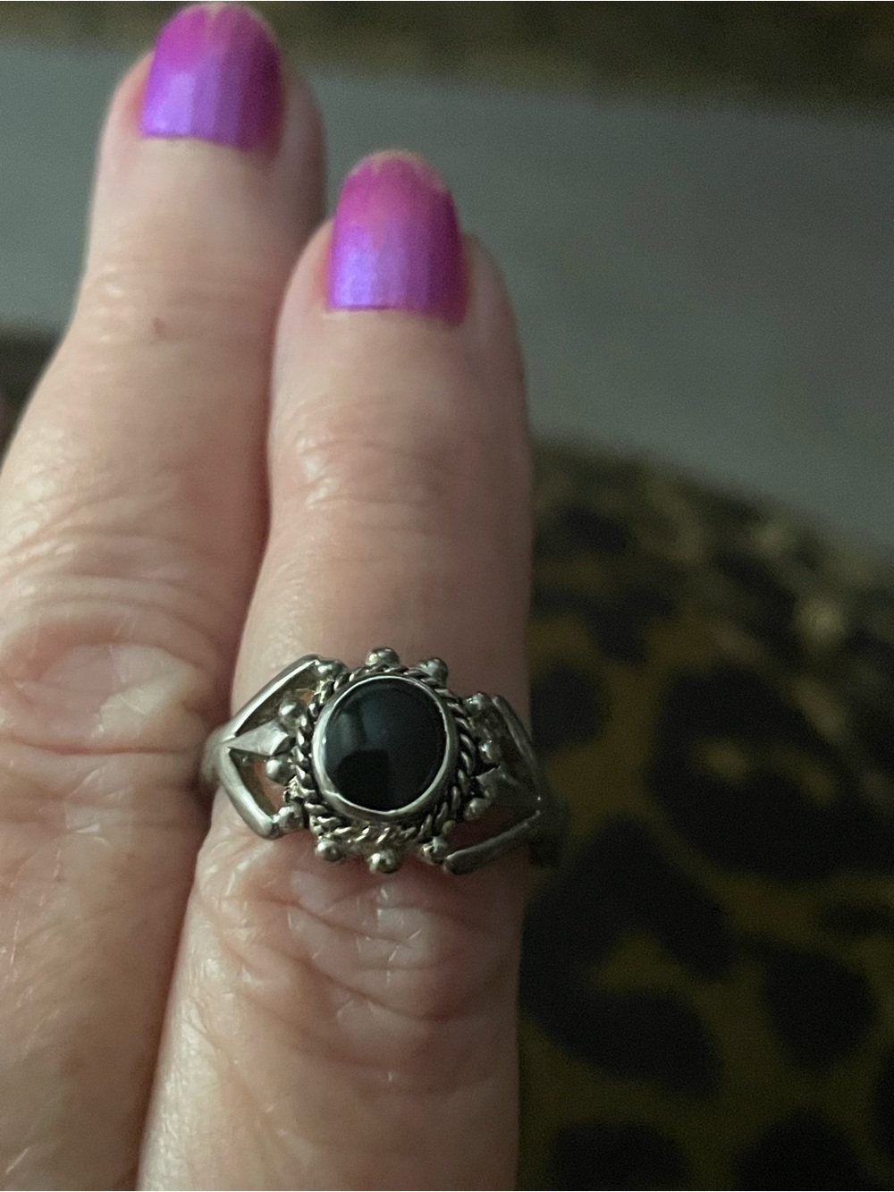 Sterling Silver Black Onyx Statement Ring - Women's sz 9 - Picture 3 of 3